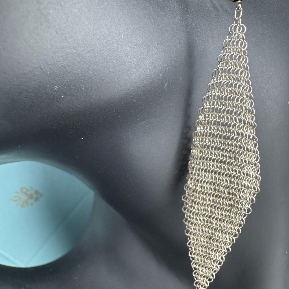 NOW LOWER PRICE Vintage Tiffany & Co Mesh Scarf Elsa Peretti Earrings - Picture 4 of 9
